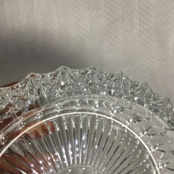 Large Heavy Lead Crystal Glass Ashtray Made in Italy Clear Vintage 7 1/2" - Picture 7 of 11